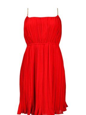 Suzi Chin for Maggy Boutique Spaghetti Strap Pleated Chiffon Dress